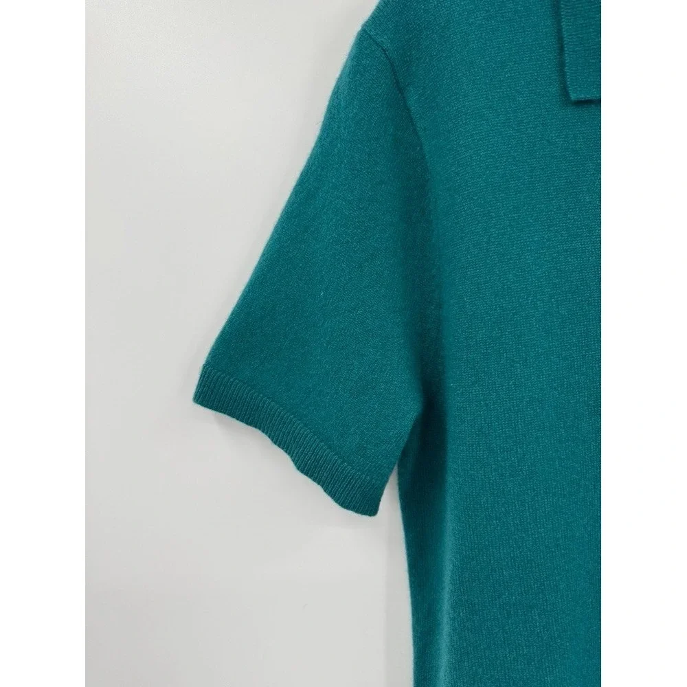 The Commons Johnny 100% Cashmere Collared Polo Sweater Short Sleeve Quiet Luxury - Picture 4 of 8